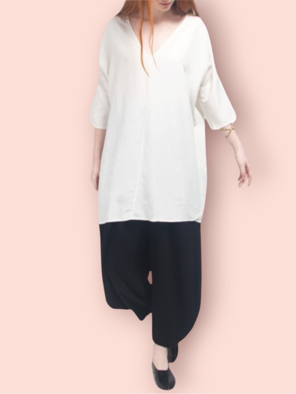 ALI GOLDEN White Pima Cotton Kimono Tunic